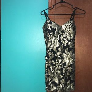 Windsor short dress, gold and black